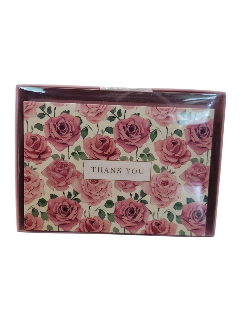 Floral 'Thank You' Note Card Set - Pink Rose Pattern Set Of 14